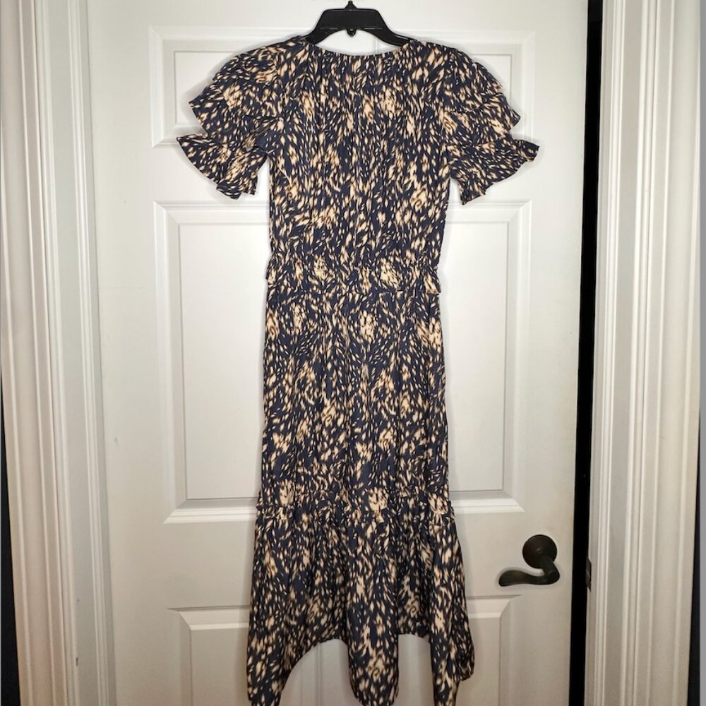 THML Navy Blue and Tan Print Dress, Size XS - Picture 2 of 2